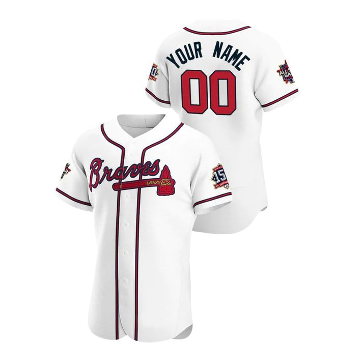 Custom Atlanta Braves Stitched White Game Patch 2021 All Star 150th Baseball Jerseys - Main View