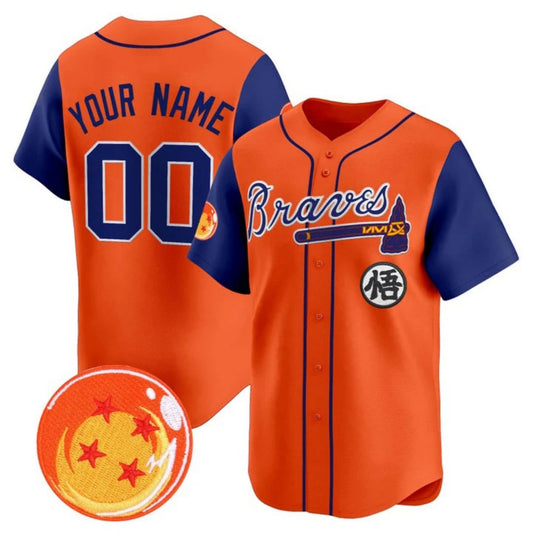 Custom Atlanta Braves x Dragon Ball Royal Orange Vapor Premier Limited Jersey - All Stitched Baseball Jersey - Main View