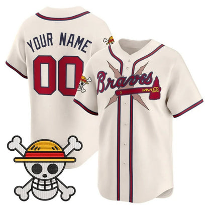 Custom Atlanta Braves x One Piece Cream Vapor Premier Limited Jersey - Stitched Baseball Jersey - Main View