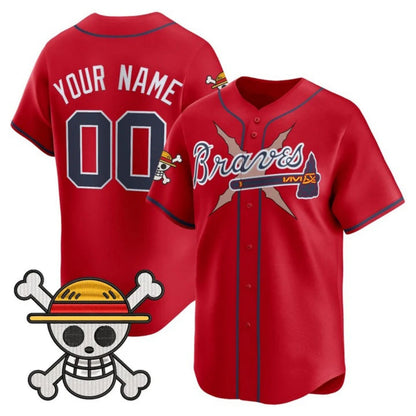 Custom Atlanta Braves x One Piece Red Vapor Premier Limited Jersey - Stitched Baseball Jersey - Main View