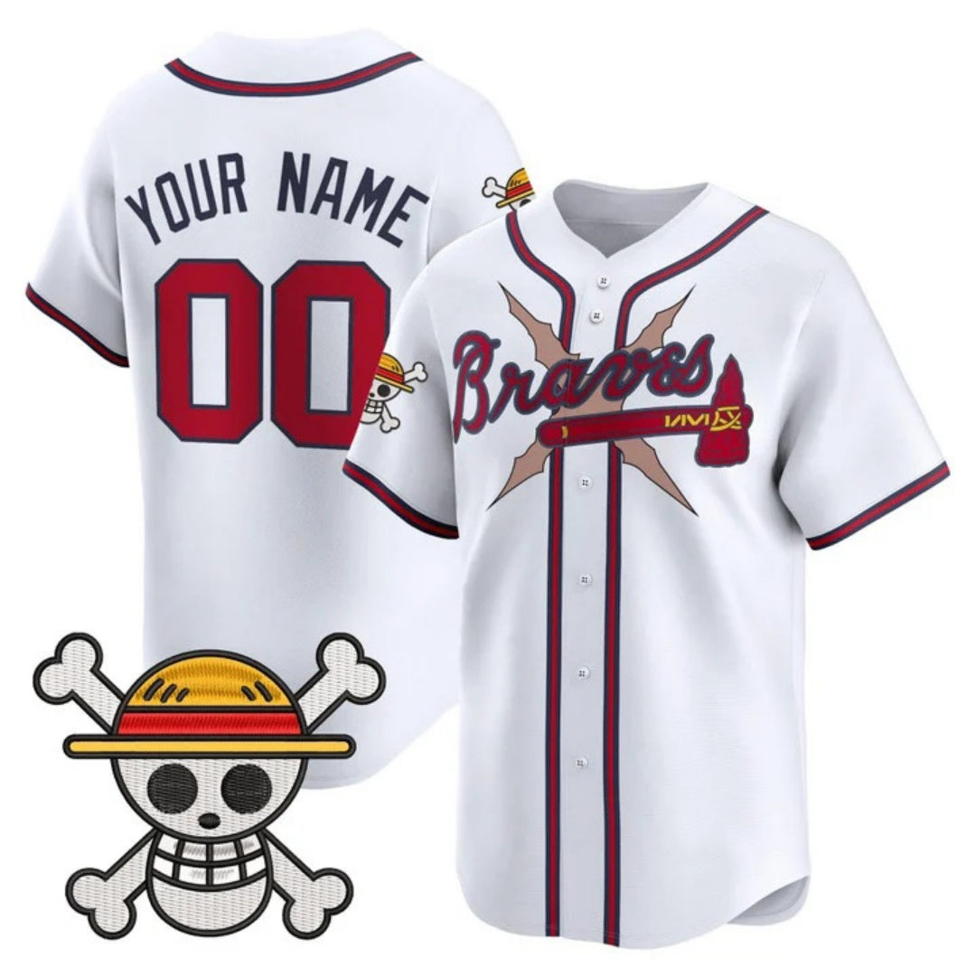 Custom Atlanta Braves x One Piece White Vapor Premier Limited Jersey - Stitched Baseball Jersey - Main View