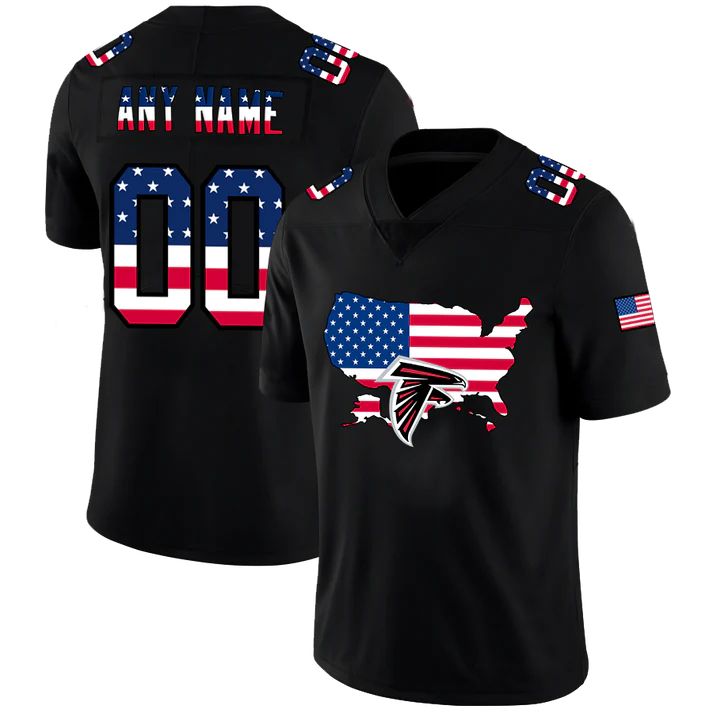 Custom A.Falcons Football Black Limited Fashion Flag Stitched American Football Jerseys - Main View
