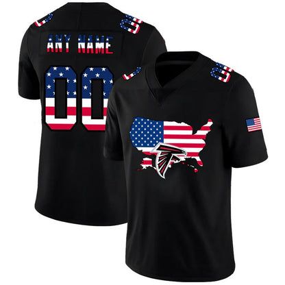 Custom A.Falcons Football Black Limited Fashion Flag Stitched American Football Jerseys - Main View