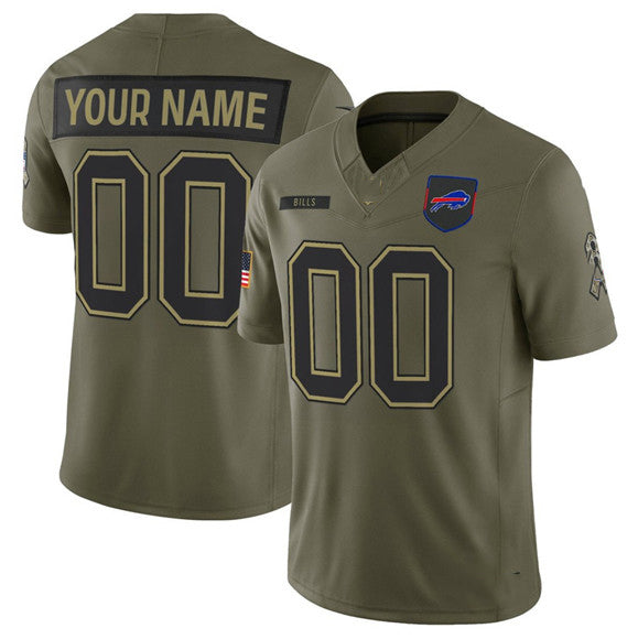 Custom B.Bills Active Player Olive 2025 Salute to Service Limited Football Stitched Jersey - Main View