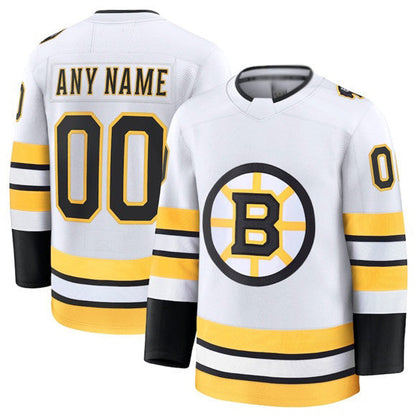 Custom B.Bruins Active Player White 2025 Away Stitched American Hockey Jerseys - Main View