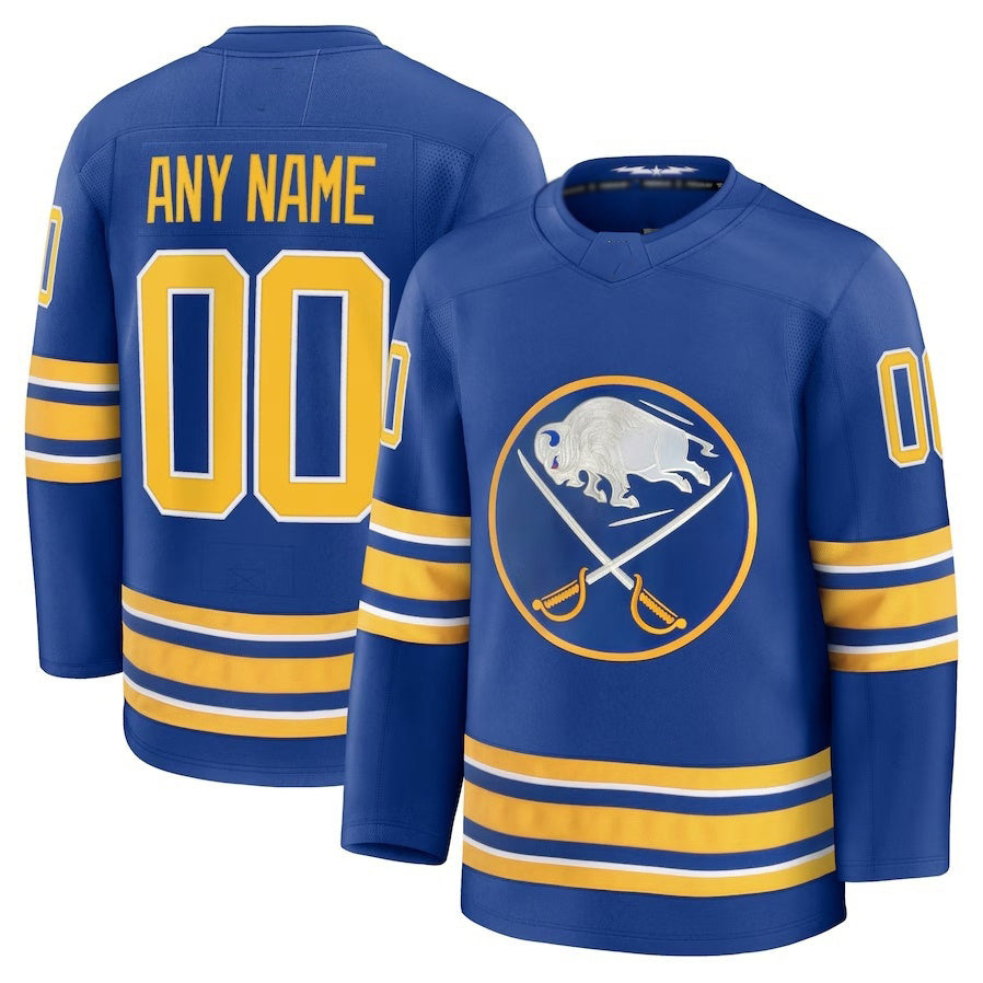 Custom B.Sabres Fanatics Home Premium Jersey - Royal Stitched American Hockey Jerseys - Main View