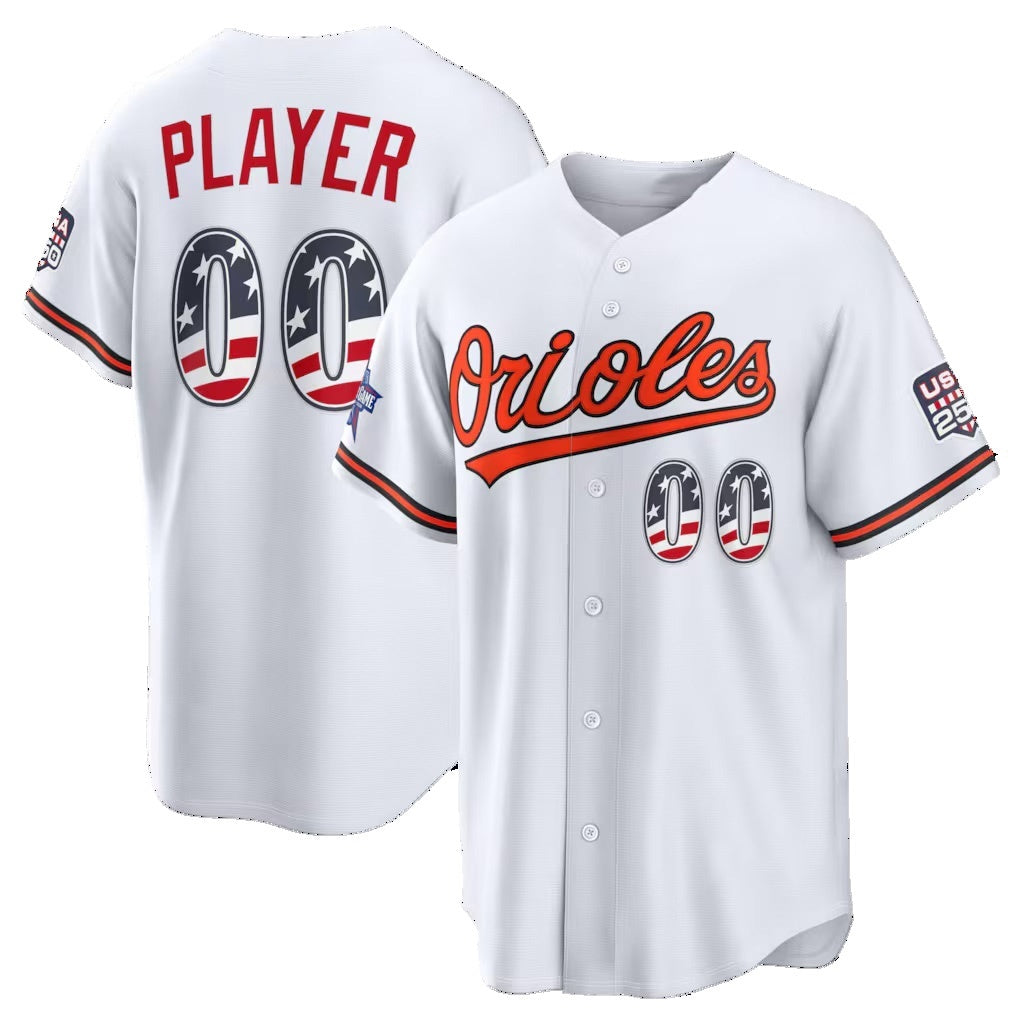 Custom Baltimore Orioles 2026 All-Star Edition Stars & Stripes White Stadium Pick-A-Player Baseball Jersey - Main View