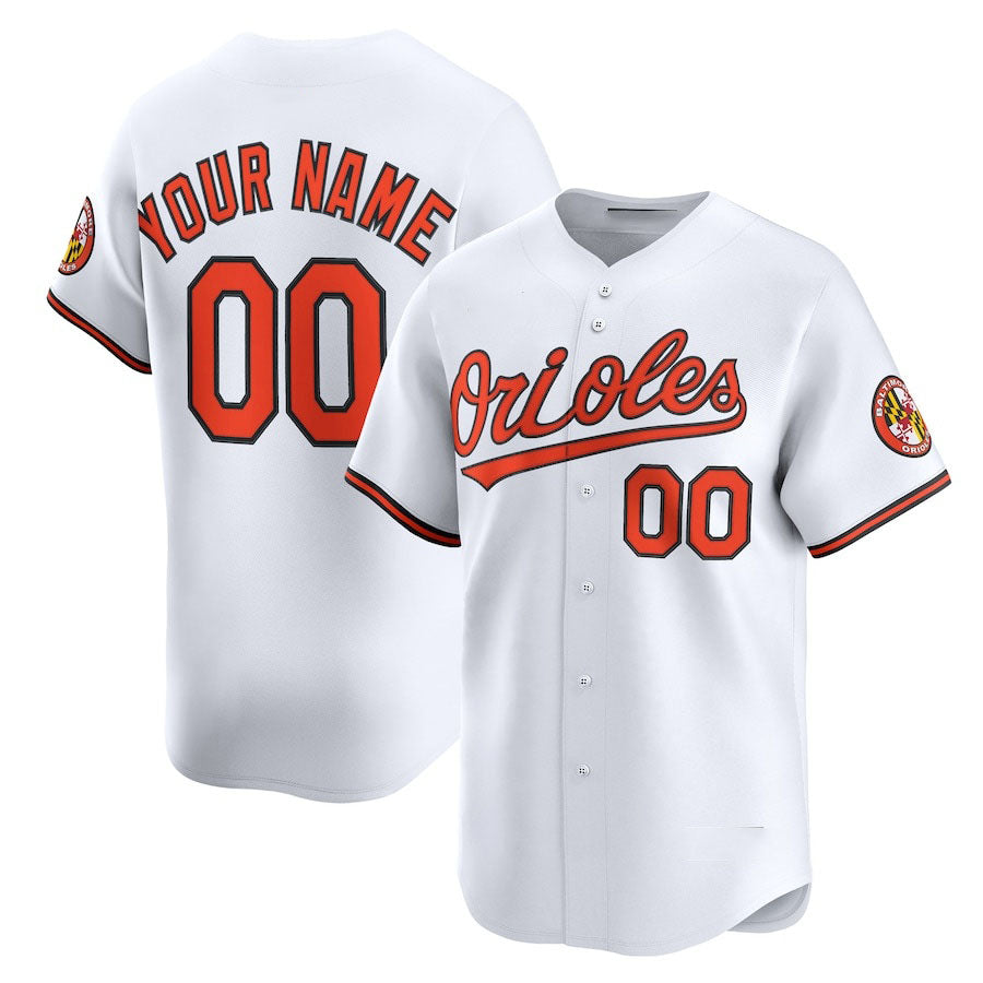 Custom Baltimore Orioles Home Limited Jersey – White Stitched Baseball Jersey - Main View