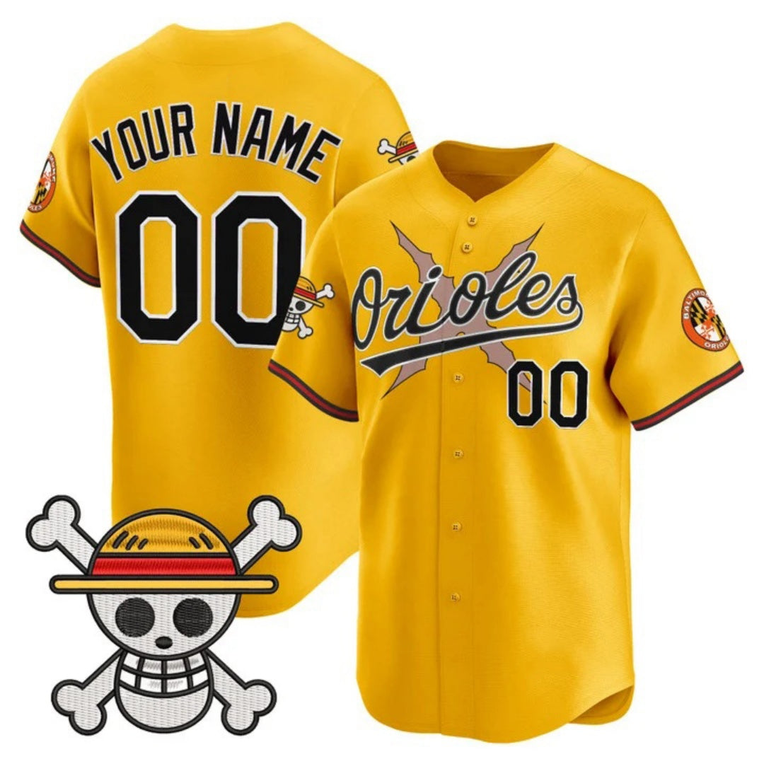 Custom Baltimore Orioles x One Piece Gold Vapor Premier Limited Jersey - Stitched Baseball Jersey - Main View