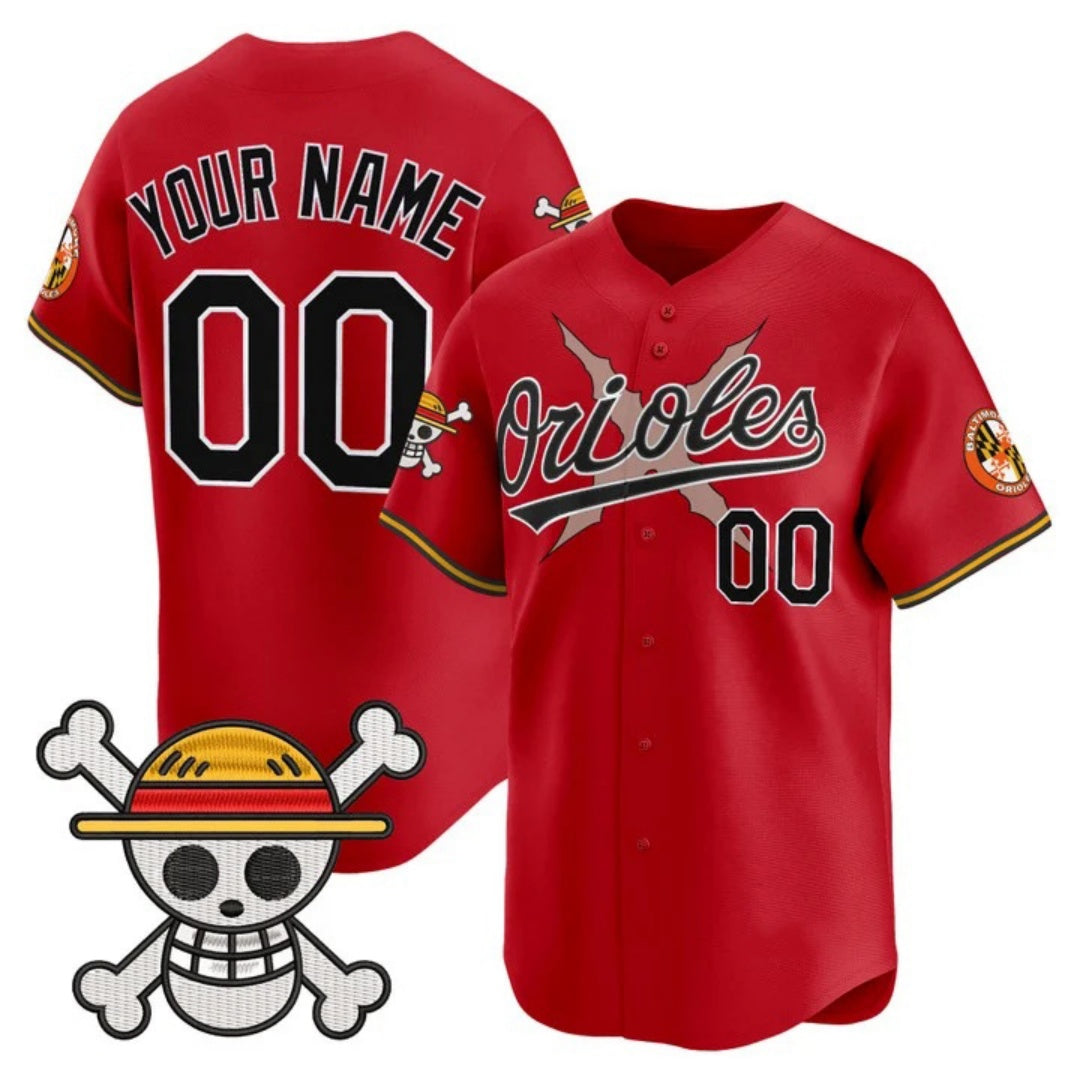 Custom Baltimore Orioles x One Piece Red Vapor Premier Limited Jersey - Stitched Baseball Jersey - Main View