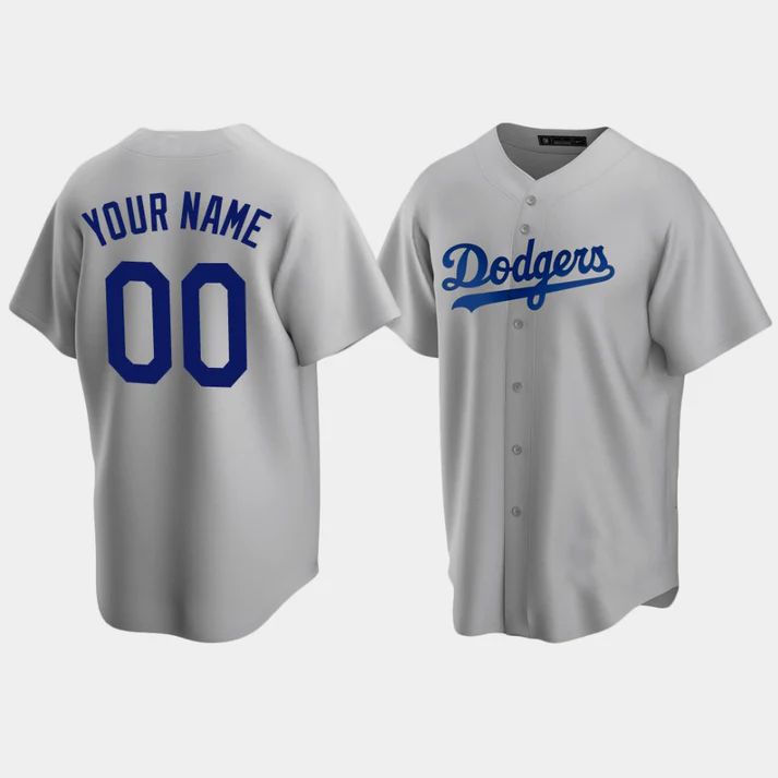 Baseball Jerseys Custom Los Angeles Dodgers Grey Stitched Jerseys. - Main View