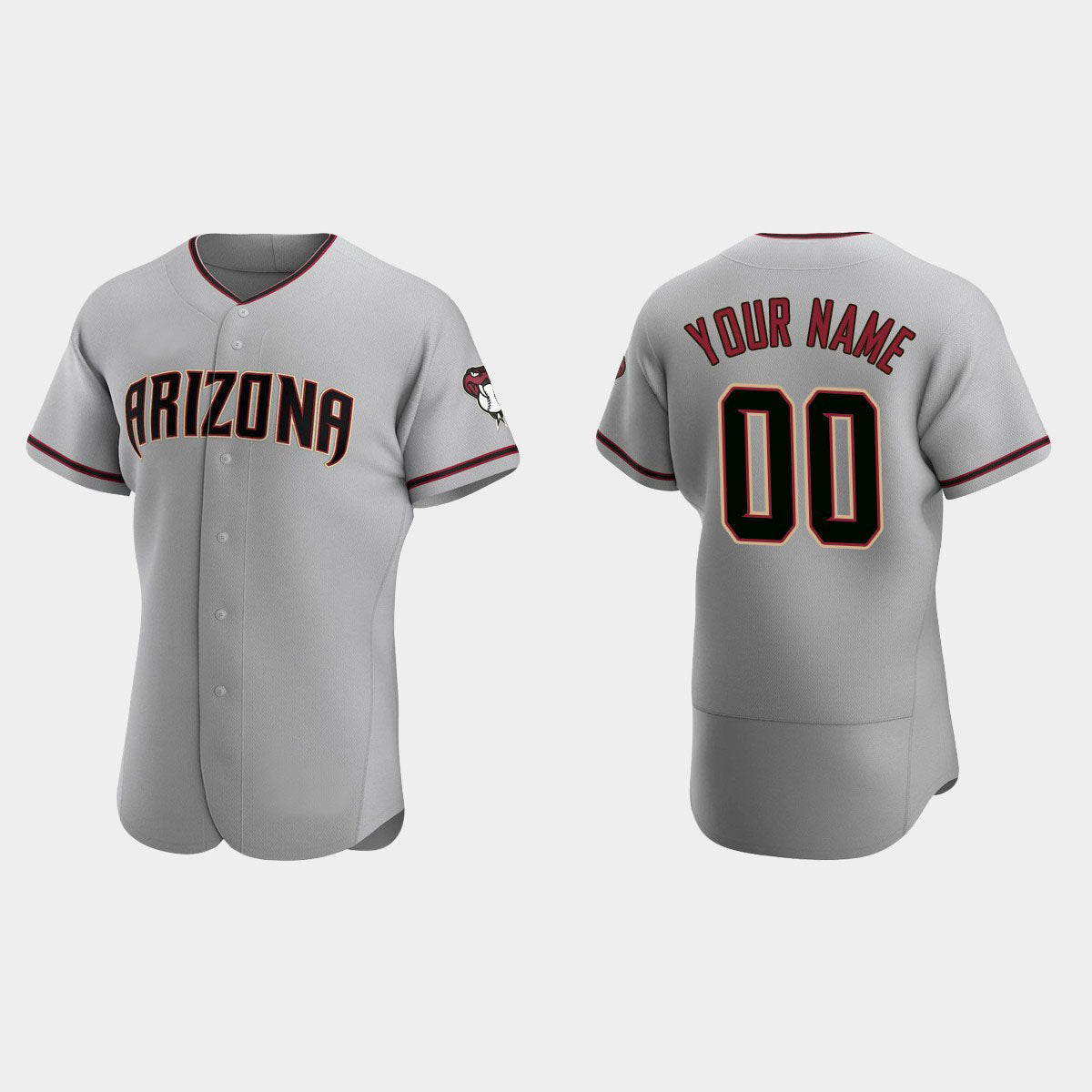 Baseball Mens Custom A.Diamondback Stitched Gray 2022 Road Jersey - Main View