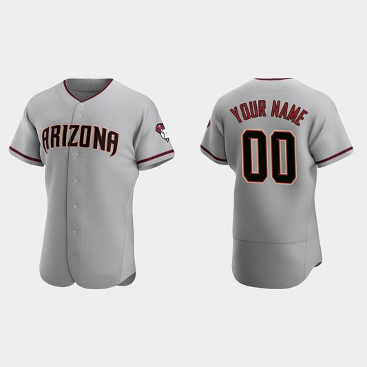 Baseball Mens Custom A.Diamondback Stitched Gray 2022 Road Jersey - Main View