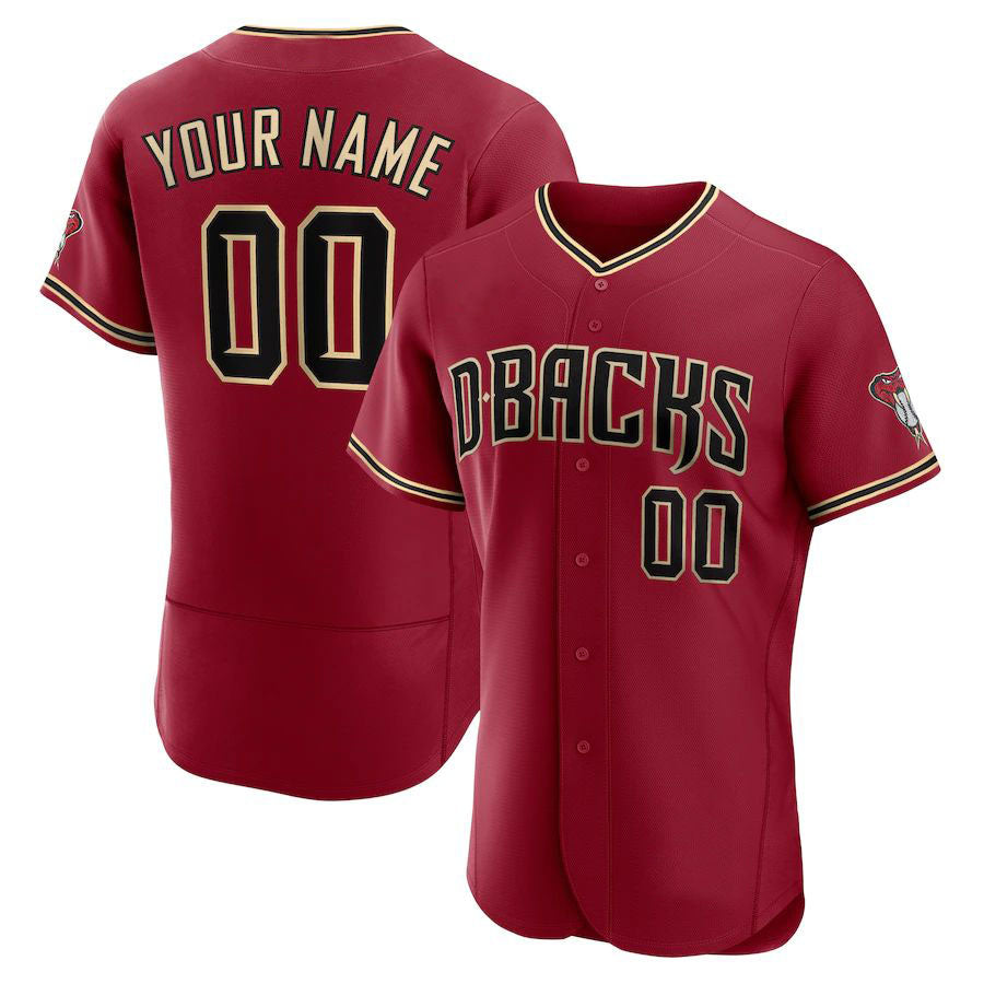 Baseball Mens Custom A.Diamondback Stitched Red Jersey - Main View