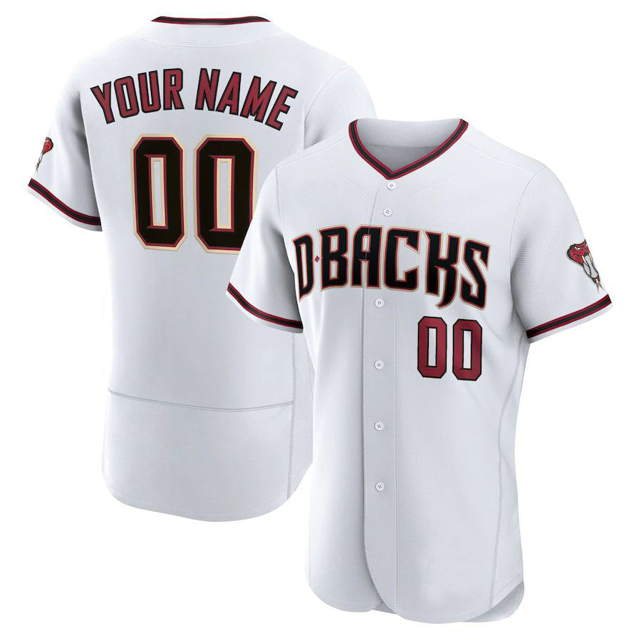 Baseball Mens Custom A.Diamondback Stitched White Jersey - Main View