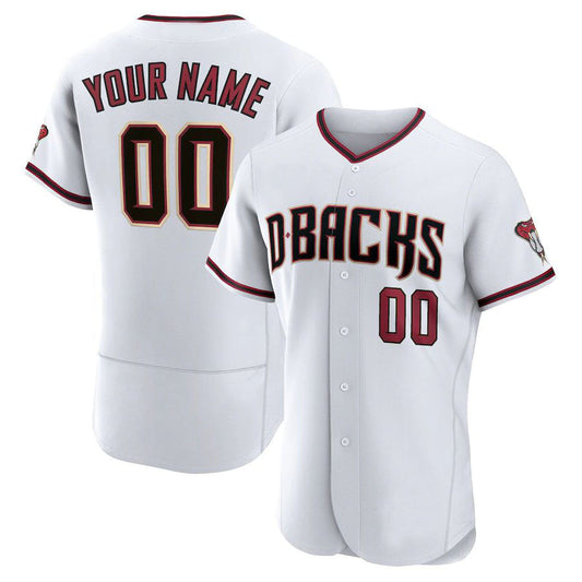 Baseball Mens Custom A.Diamondback Stitched White Jersey - Main View