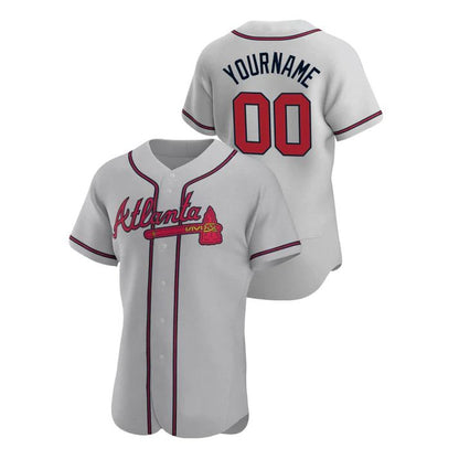 Custom Atlanta Braves Gray Jersey Stitched  Baseball Jerseys - Main View