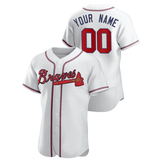 Custom Atlanta Braves White Jersey Stitched  Baseball Jerseys - Main View