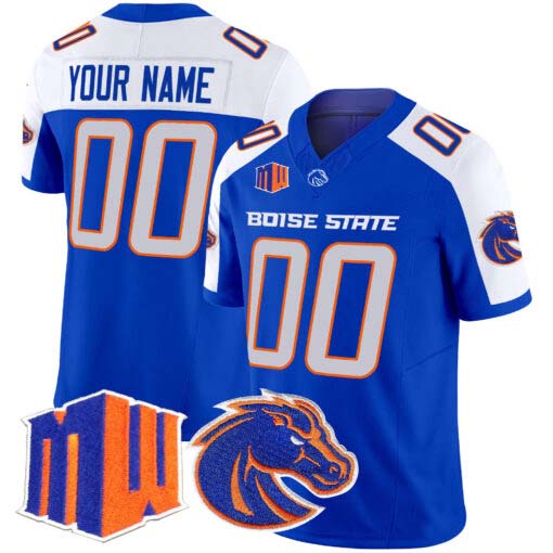 Custom B.State Broncos Royal White Vapor Limited Football American College Jerseys - Main View