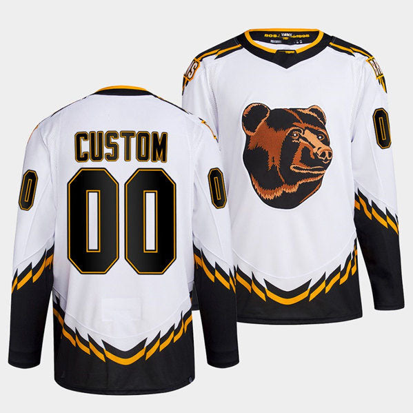 Custom B.Bruins White 2022 Reverse Retro Stitched American Hockey Jerseys - Main View