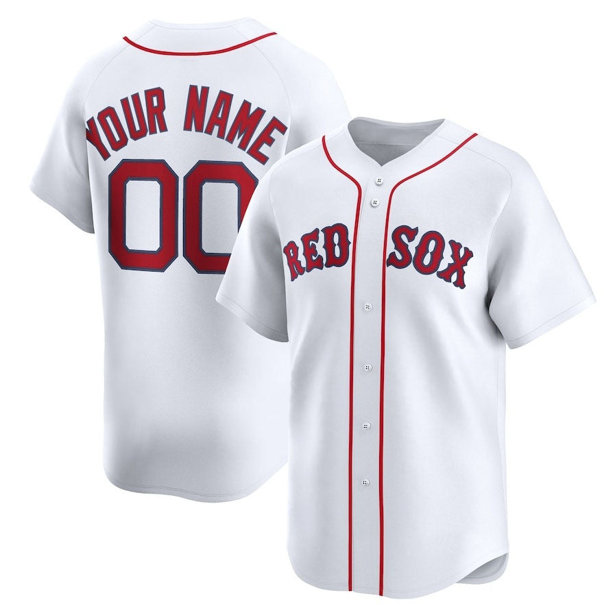 Custom Boston Red Sox Home Limited Jersey - White Stitched Baseball Jersey - Main View