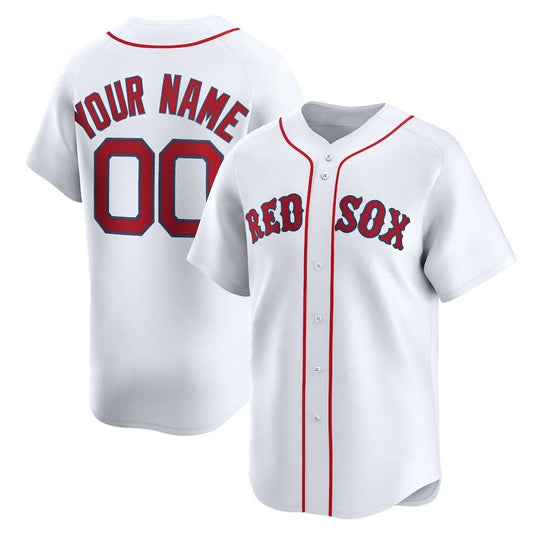 Custom Boston Red Sox Home Limited Jersey - White Stitched Baseball Jersey - Main View