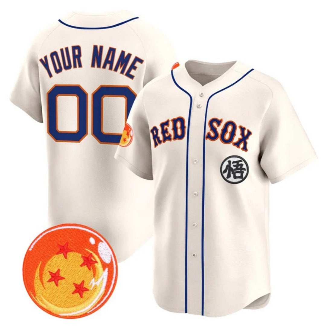 Custom Boston Red Sox x Dragon Ball Cream Vapor Premier Limited Jersey - All Stitched Baseball Jersey - Main View