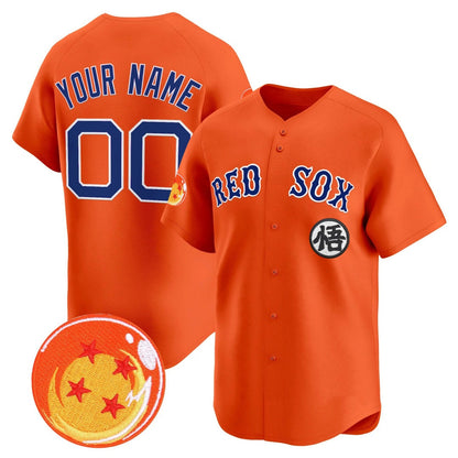 Custom Boston Red Sox x Dragon Ball Orange Vapor Premier Limited Jersey - All Stitched Baseball Jersey - Main View