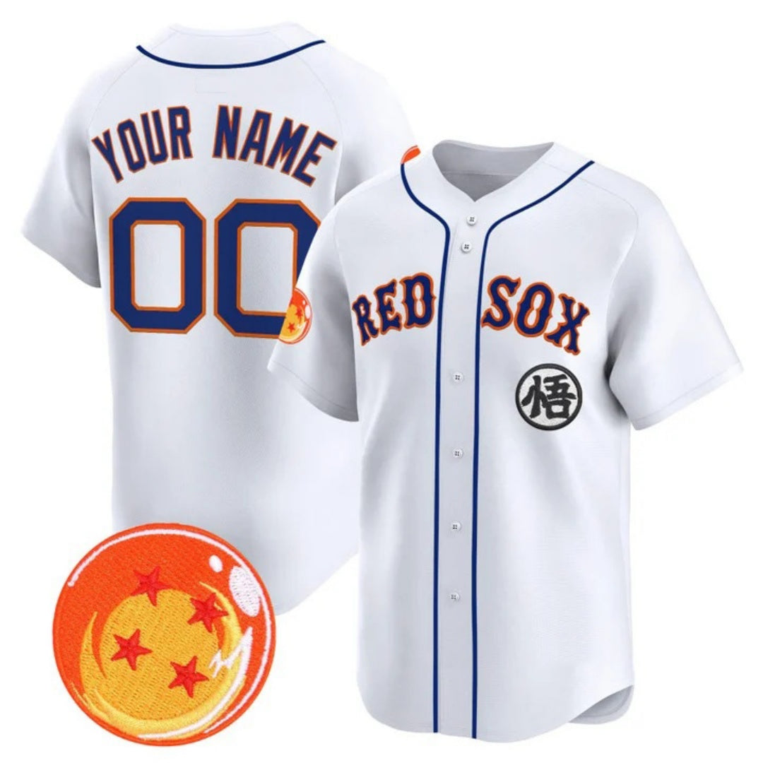 Custom Boston Red Sox x Dragon Ball White Vapor Premier Limited Jersey - All Stitched Baseball Jersey - Main View