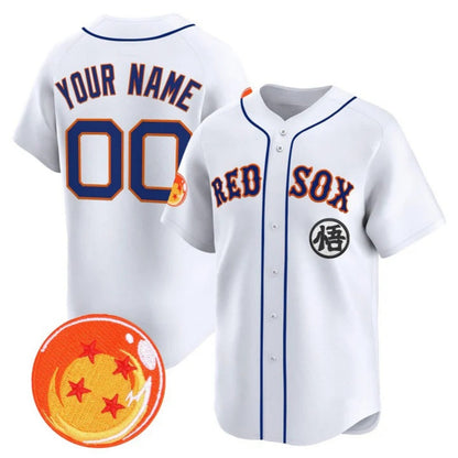 Custom Boston Red Sox x Dragon Ball White Vapor Premier Limited Jersey - All Stitched Baseball Jersey - Main View