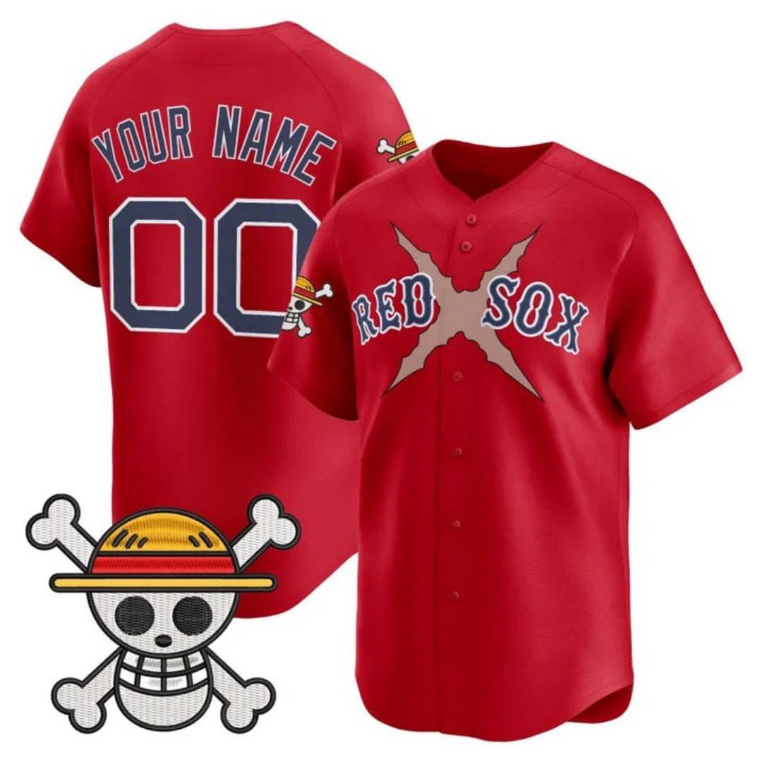 Custom Boston Red Sox x One Piece Red Vapor Premier Limited Jersey - Stitched Baseball Jersey - Main View
