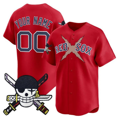 Custom Boston Red Sox x One Piece Red Zoro Patch Vapor Premier Limited Jersey - Stitched Baseball Jersey - Main View
