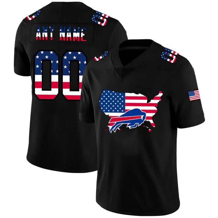 Custom B.Bills Football Black Limited Fashion Flag Stitched Jersey Football Jerseys - Main View