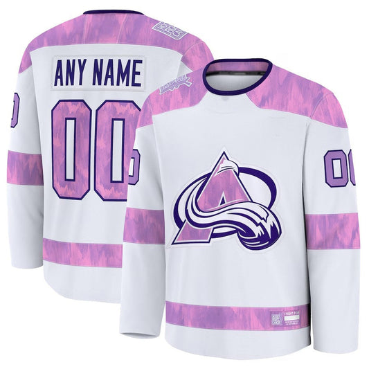 Custom C.Avalanche Fanatics 2024 Hockey Fights Cancer Practice Jersey - White Stitched American Hockey Jerseys - Main View