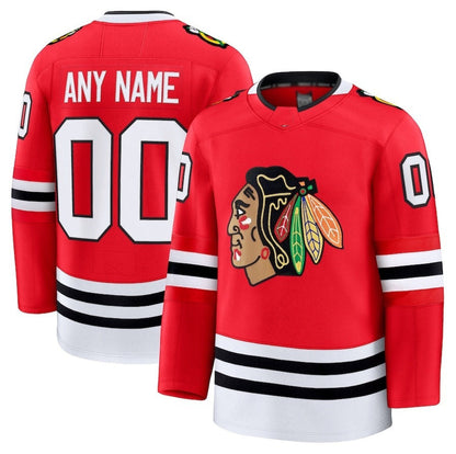 Custom C.Blackhawks Fanatics Home Premium Jersey - Red Stitched American Hockey Jerseys - Main View