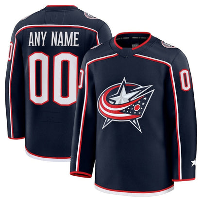 Custom C.Blue Jackets Fanatics Home Premium Jersey - Navy Stitched American Hockey Jerseys - Main View