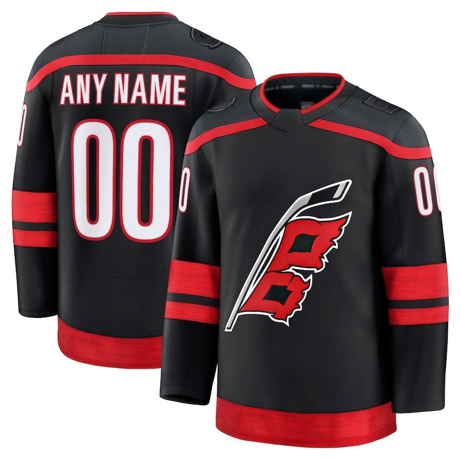 Custom C.Hurricanes Fanatics Home Premium Jersey - Black Stitched American Hockey Jerseys - Main View