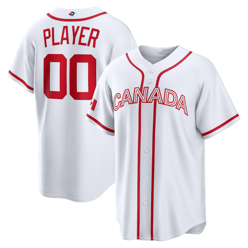 Custom Canada Baseball 2026 World Baseball Classic Home Pick-A-Player Jersey - White Baseball Jersey Tailgate Goods - Main View