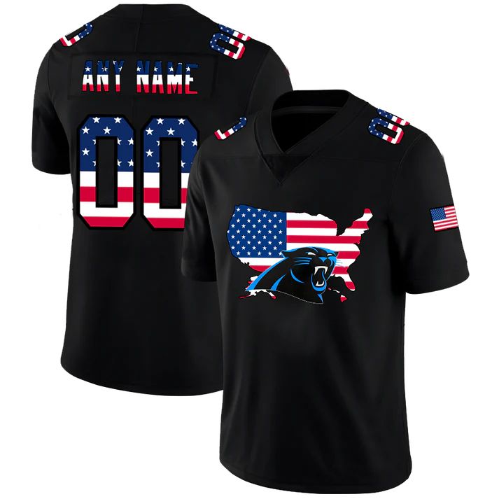 Custom C.Panthers Football Black Limited Fashion Flag American Stitched Jersey Football Jerseys - Main View