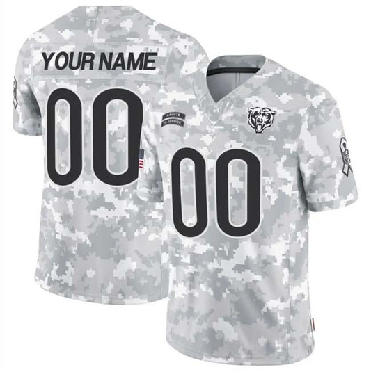 Custom C.Bears Active Player 2024 F.U.S.E Arctic Camo Salute To Service Limited Stitched Football Jersey - Main View