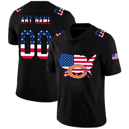 Custom C.Bears Football Black Limited Fashion Flag Stitched Jersey Football Jerseys - Main View