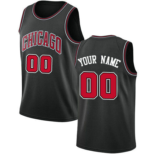 Custom C.Bulls Swingman Black Statement Edition Stitched Basketball Jersey - Main View