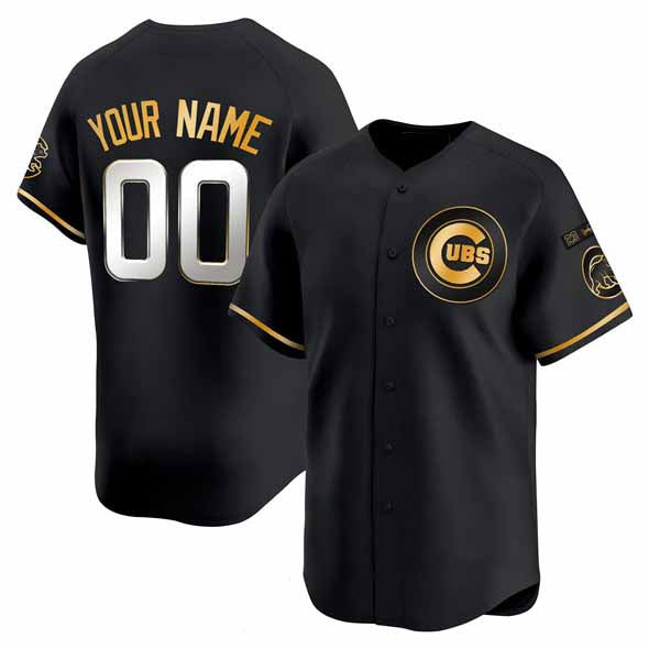 Custom Chicago Cubs Active Player Black Gold 'Ryne Sandberg Tribute' Vapor Limited V3 Stitched Baseball Jersey - Main View