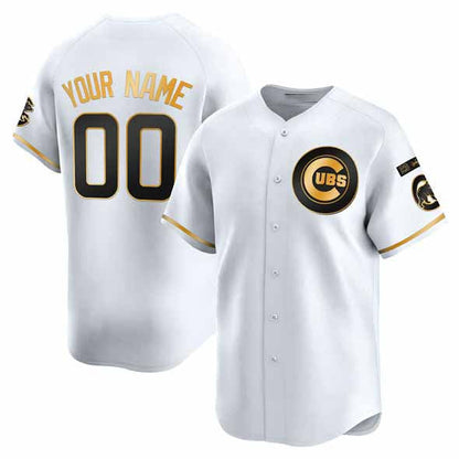 Custom Chicago Cubs Active Player White Gold 'Ryne Sandberg Tribute' Vapor Limited V3 Stitched Baseball Jersey - Main View