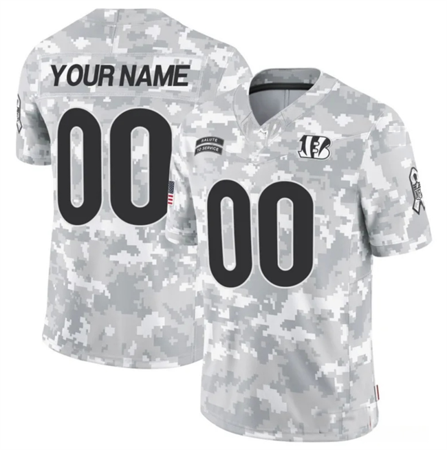Custom C.Bengals Active Player 2024 F.U.S.E Arctic Camo Salute To Service Limited Stitched Football Jersey - Main View