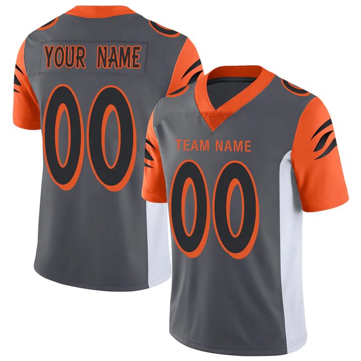 Custom C.Bengals American Personalize Birthday Gifts Grey Jersey Stitched American Football Jerseys - Main View