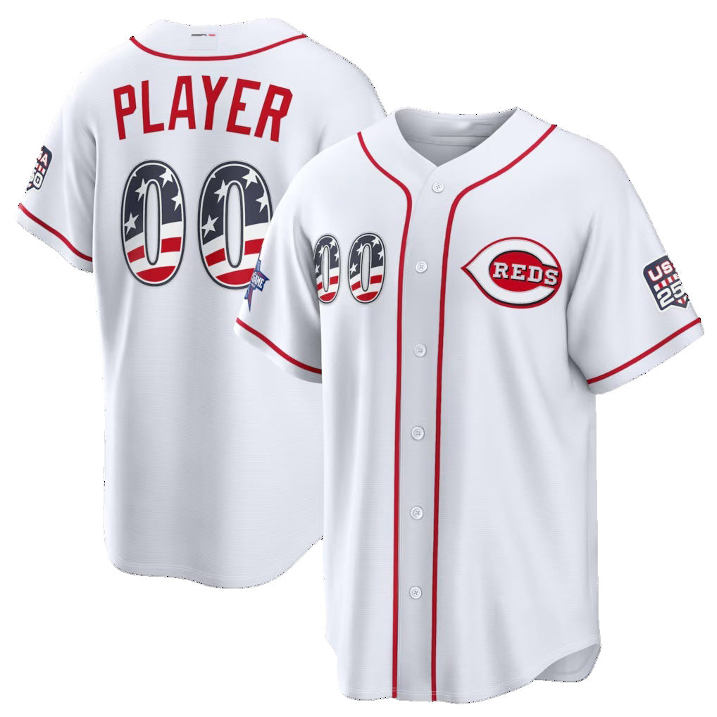 Custom Cincinnati Reds 2026 All-Star Edition Stars & Stripes White Stadium Pick-A-Player Baseball Jersey - Main View