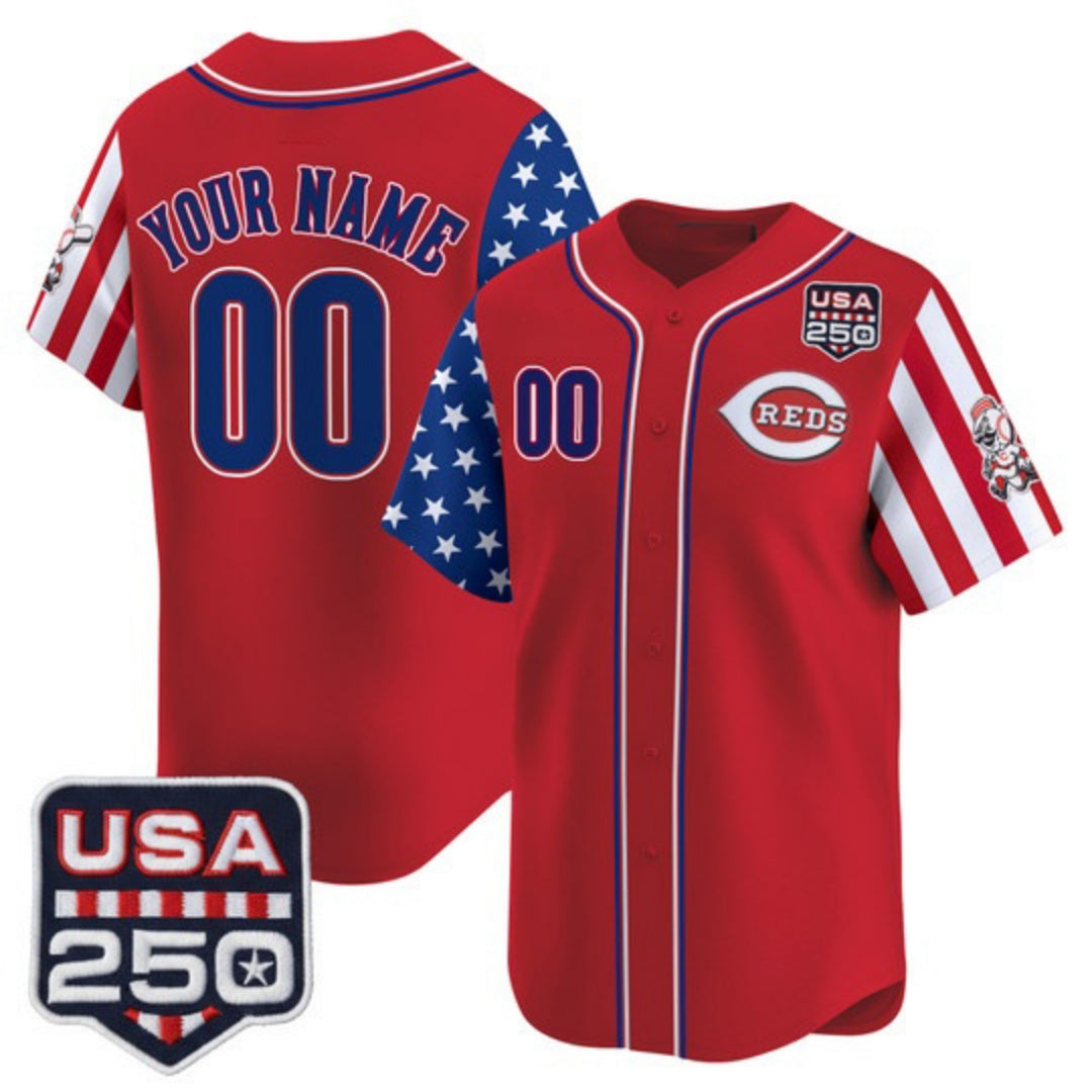 Custom Cincinnati Reds America 250 Edition Vapor Premier Limited Red Stitched Baseball Jersey - Main View