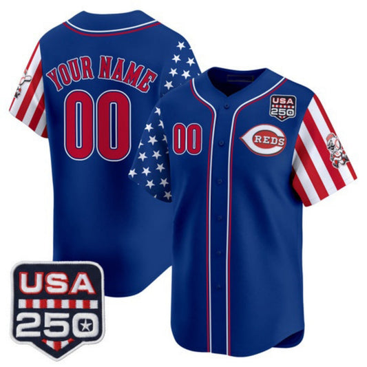 Custom Cincinnati Reds America 250 Edition Vapor Premier Limited Royal Stitched Baseball Jersey - Main View