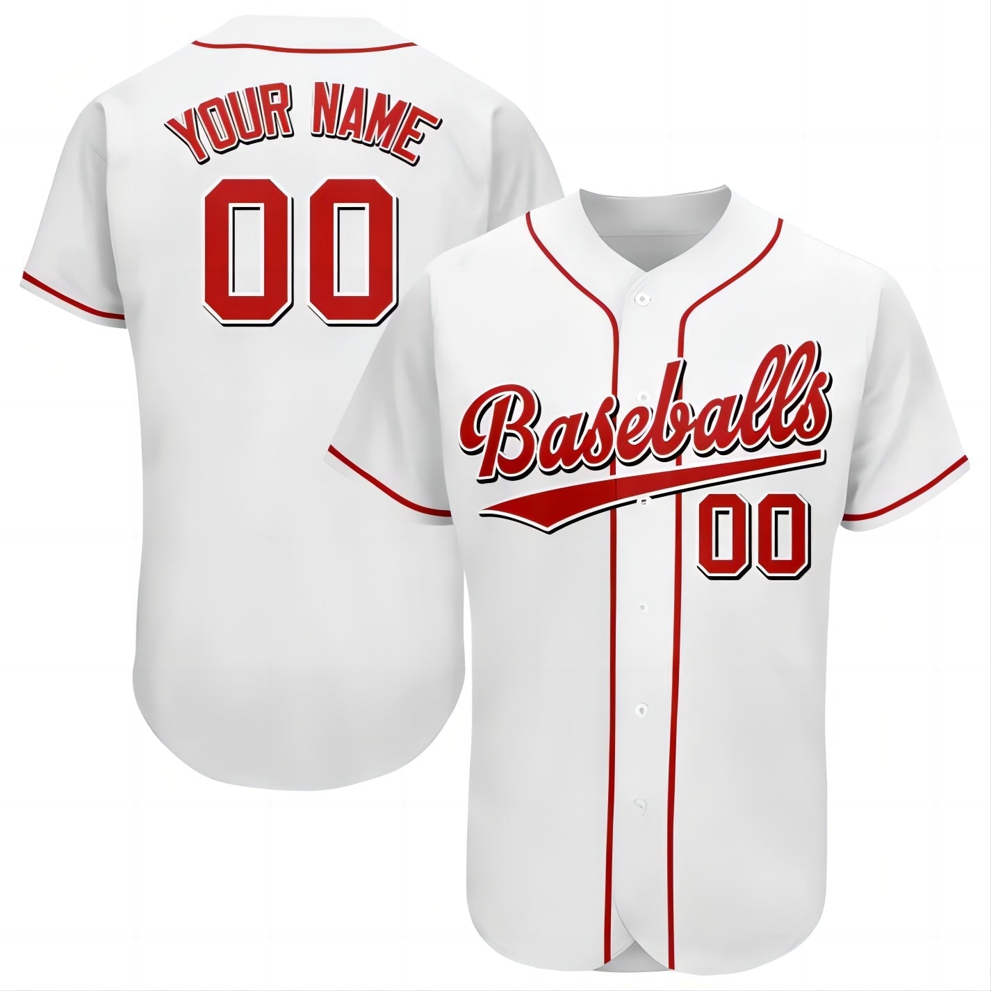 Baseball Jerseys Custom Cincinnati Reds Stitched Personalized Button Down Baseball T Shirt - Main View